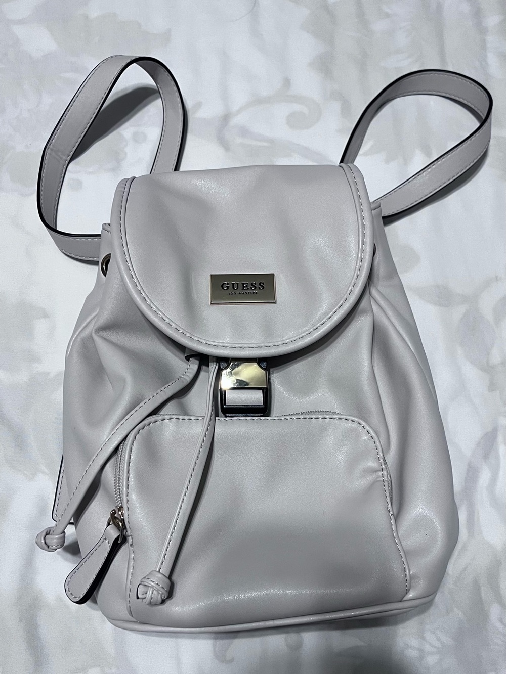 GUESS Light Gray Mini Drawstring Backpack